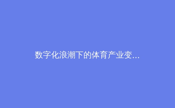 数字化浪潮下的体育产业变革：从数据分析到沉浸式观赛体验